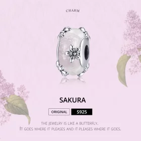 Pandora Style Silver Sakura Murano Glass Charm - SCC1302