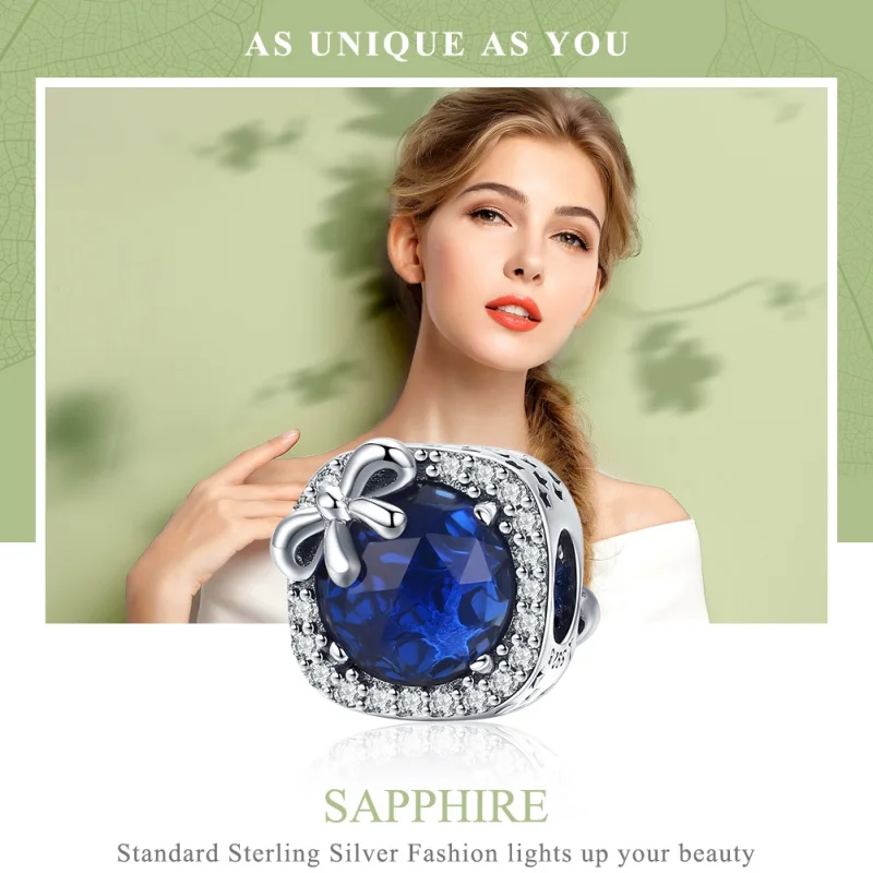 (image for) Pandora Style Silver Sapphire Charm - SCC1058 - View 2