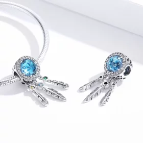 Pandora Style Silver Sapphire Dream Catcher Charm - SCC1384 Pandora Style Silver Sapphire Dream Catcher Charm - SCC1384