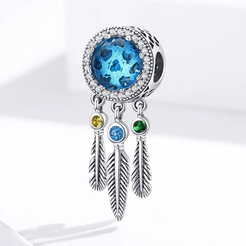 (image for) Pandora Style Silver Sapphire Dream Catcher Charm - SCC1384 - View 3