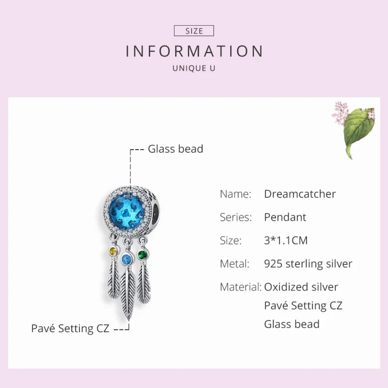 (image for) Pandora Style Silver Sapphire Dream Catcher Charm - SCC1384 - View 7