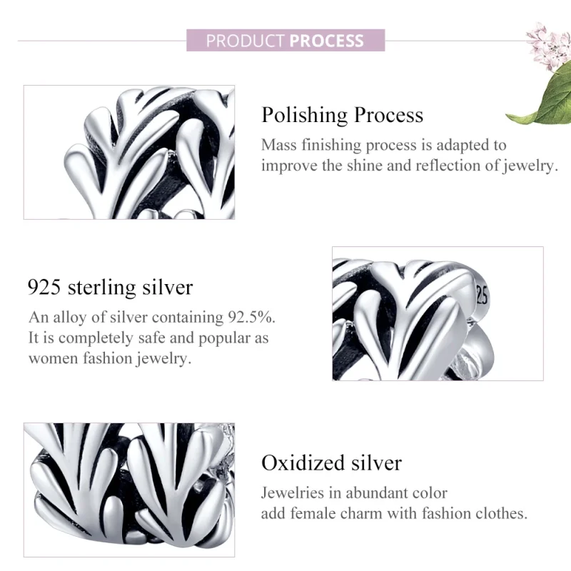(image for) Pandora Style Silver Seaweed Charm - SCC1534 - View 8