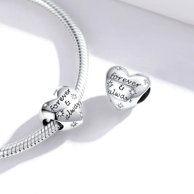 (image for) Pandora Style Silver Shining Heart Charm - SCC1735 - View 4