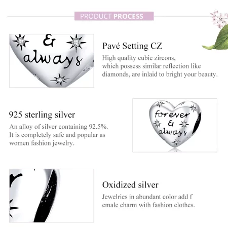 Pandora Style Silver Shining Heart Charm - SCC1735