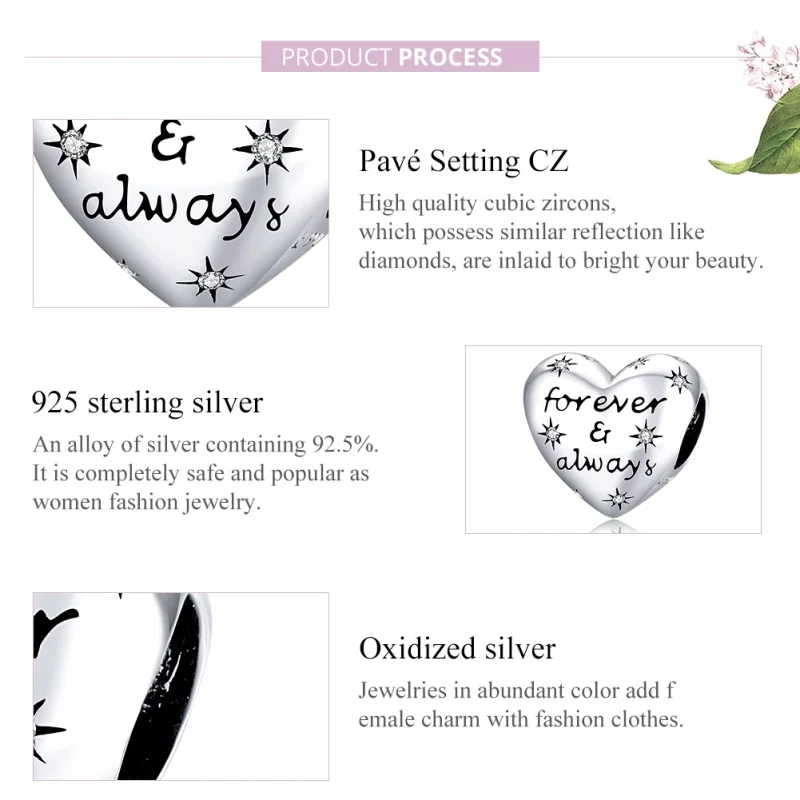 (image for) Pandora Style Silver Shining Heart Charm - SCC1735 - View 8