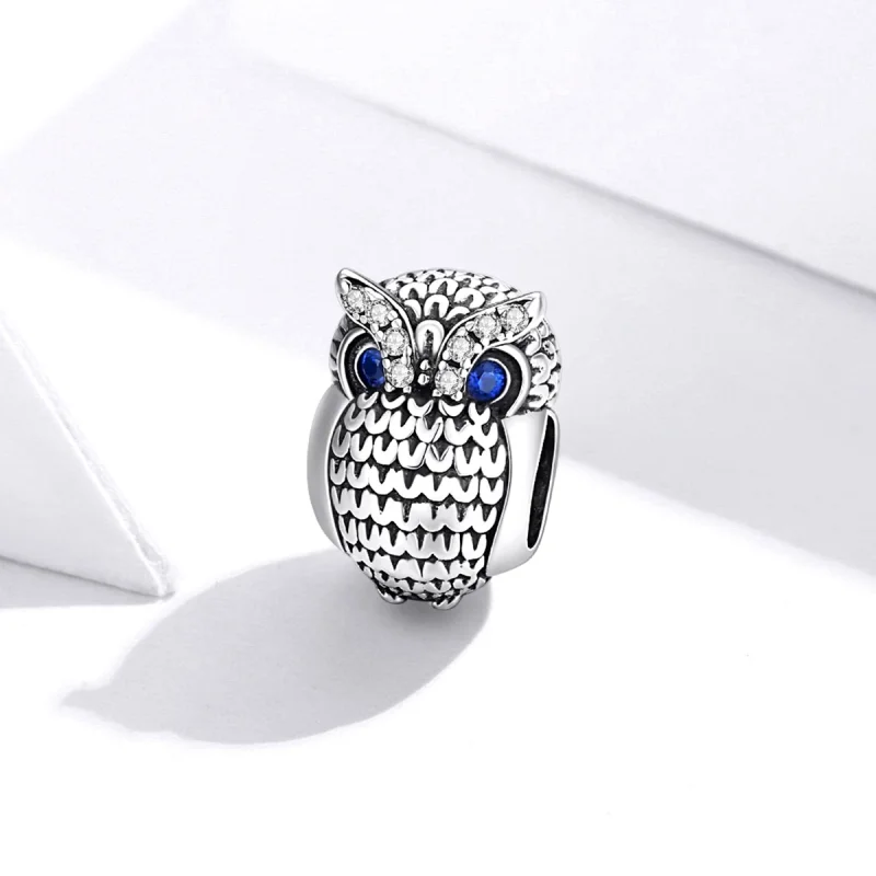 (image for) Pandora Style Silver Shining Owl Charm - SCC1607 - View 2