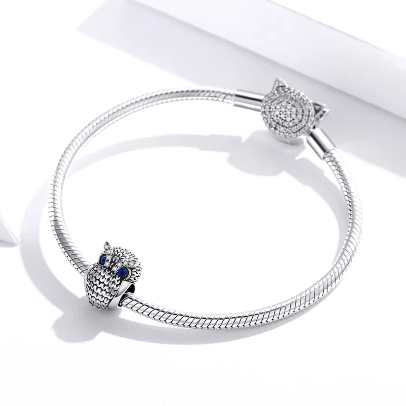 (image for) Pandora Style Silver Shining Owl Charm - SCC1607 - View 3