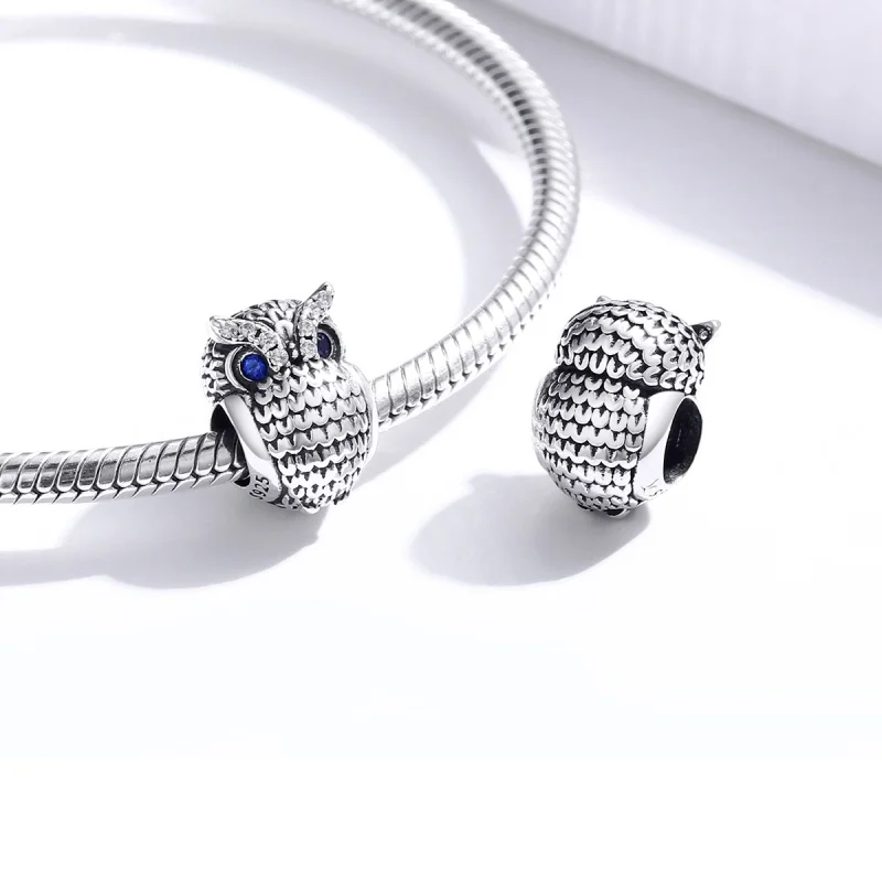 (image for) Pandora Style Silver Shining Owl Charm - SCC1607 - View 4