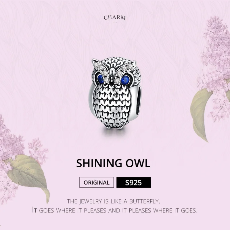 (image for) Pandora Style Silver Shining Owl Charm - SCC1607 - View 6