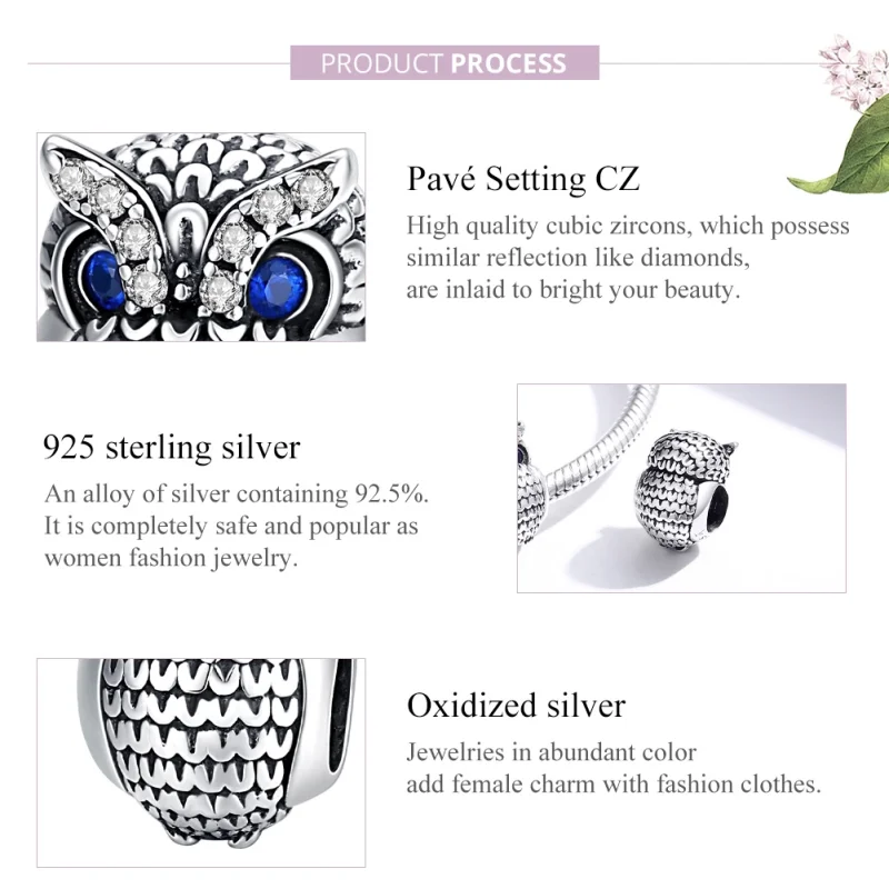 (image for) Pandora Style Silver Shining Owl Charm - SCC1607 - View 8