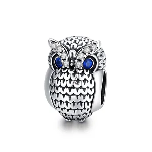 (image for) Pandora Style Silver Shining Owl Charm - SCC1607