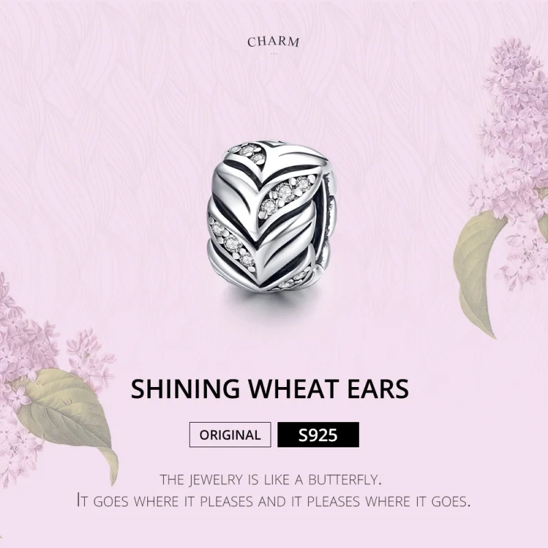 (image for) Pandora Style Silver Shining Wheat Ears Charm - SCC1614 - View 6