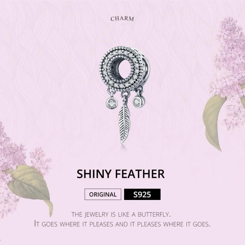 (image for) Pandora Style Silver Shiny Feather Charm - SCC1550 - View 6