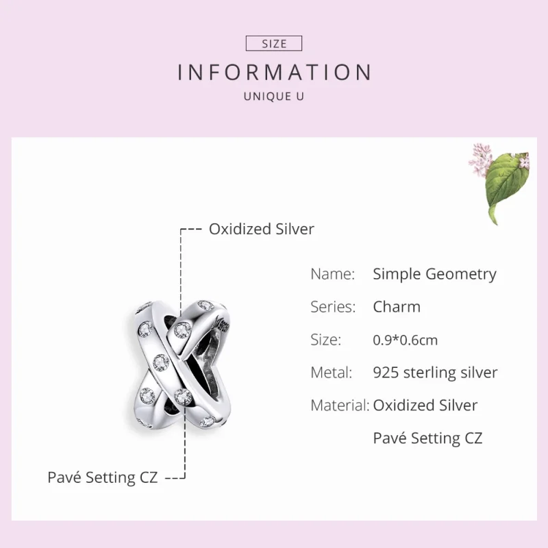 (image for) Pandora Style Silver Simple Geometry Charm - SCC1515 - View 7