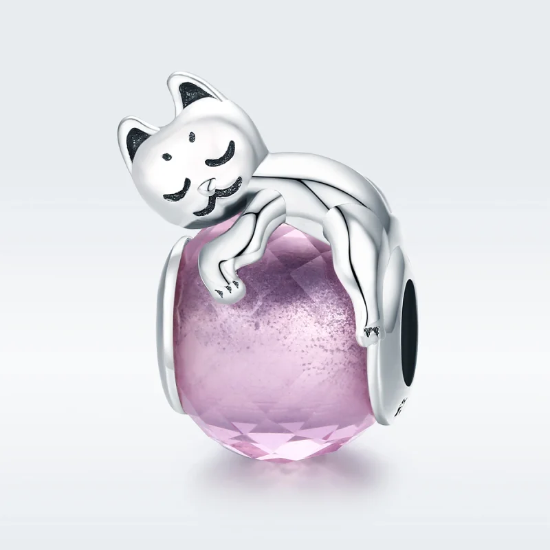 (image for) Pandora Style Silver Sleeping Cat Charm - SCC447 - View 2