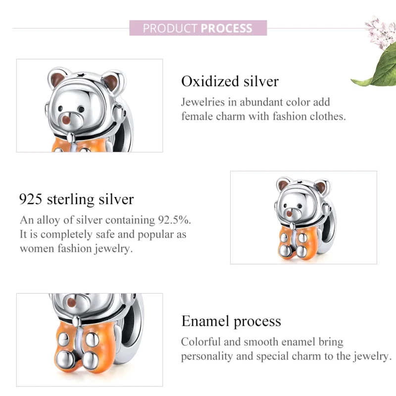 (image for) Pandora Style Silver Space Bear Charm - SCC1693 - View 8
