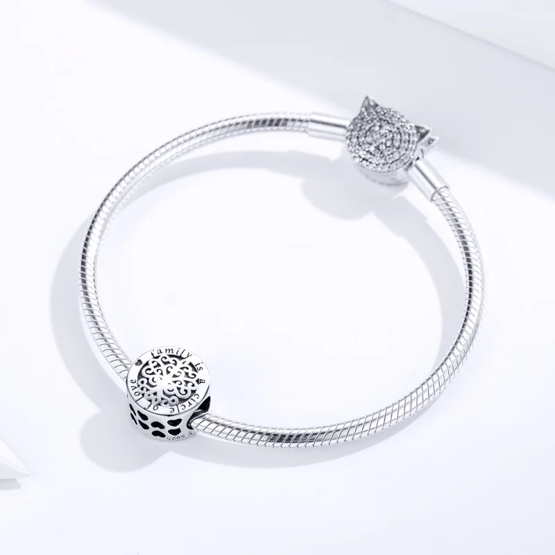 (image for) Pandora Style Silver Sparkling Family Tree Charm - SCC1324 - View 3