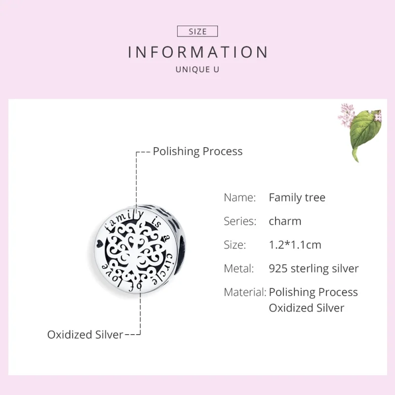 (image for) Pandora Style Silver Sparkling Family Tree Charm - SCC1324 - View 7