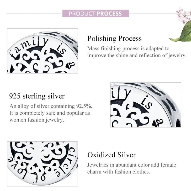 (image for) Pandora Style Silver Sparkling Family Tree Charm - SCC1324 - View 8