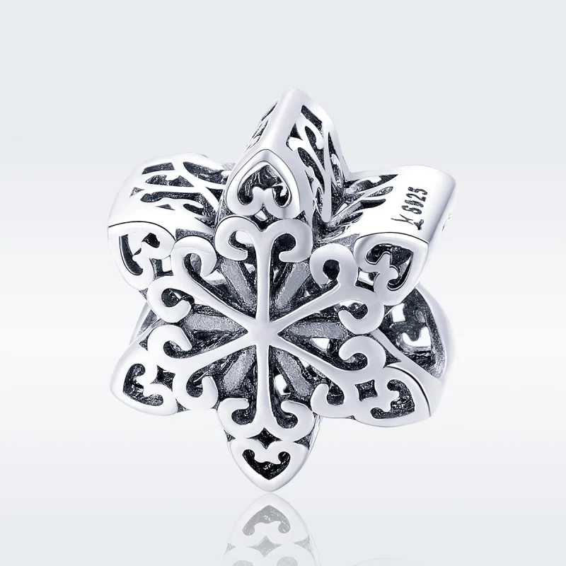 (image for) Pandora Style Silver Sparkling Snowflake Charm - SCC719 - View 3