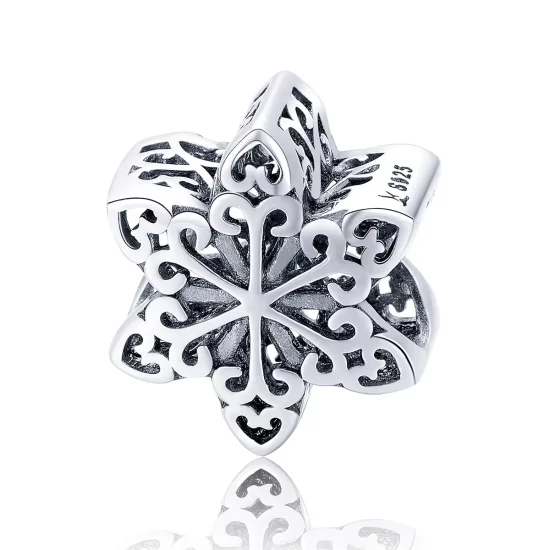 Pandora Style Silver Sparkling Snowflake Charm - SCC719