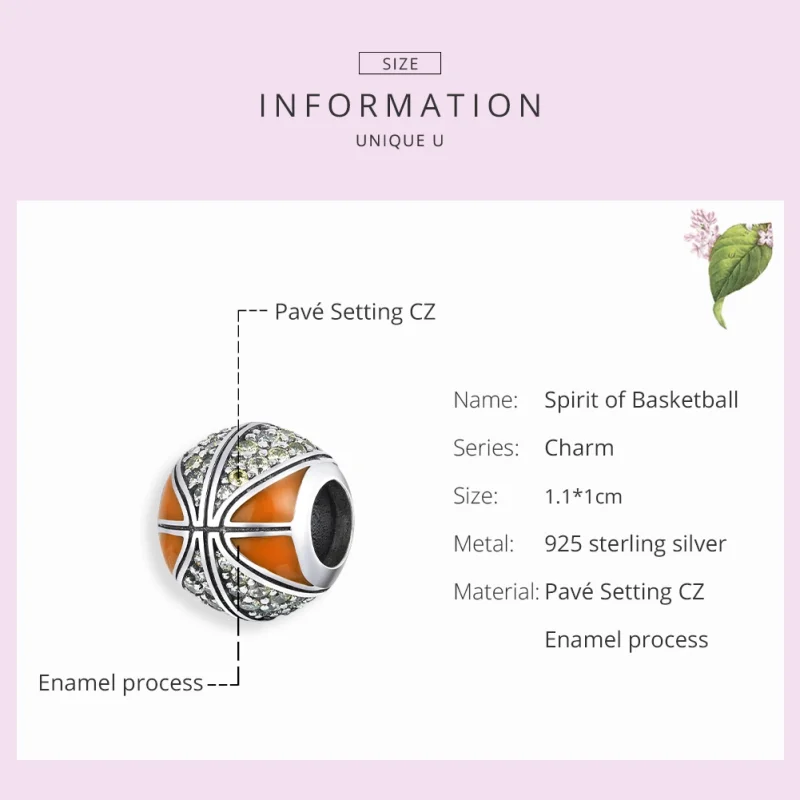 (image for) Pandora Style Silver Spirit of Basketball Charm - SCC1506 - View 7