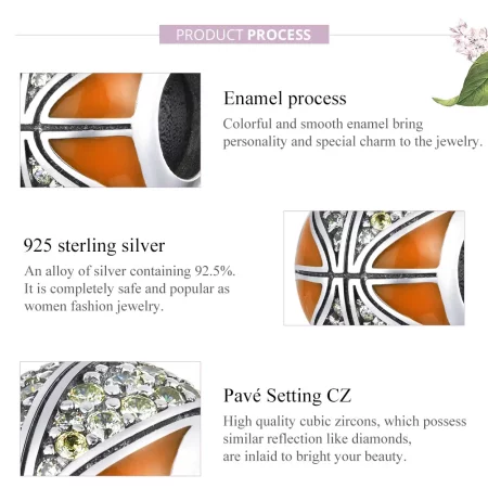 Pandora Style Silver Spirit of Basketball Charm - SCC1506