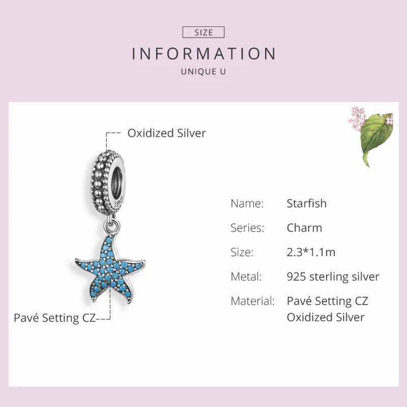 (image for) Pandora Style Silver Starfish Dangle - SCC1210 - View 3
