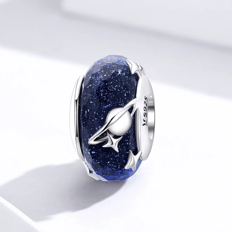 (image for) Pandora Style Silver Starry Sky Murano Glass Charm - SCC1284 - View 5
