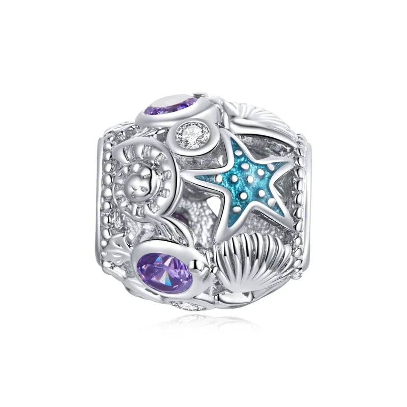 (image for) Pandora Style Silver Stars And Shell Charm - SCC1805 - Product Image