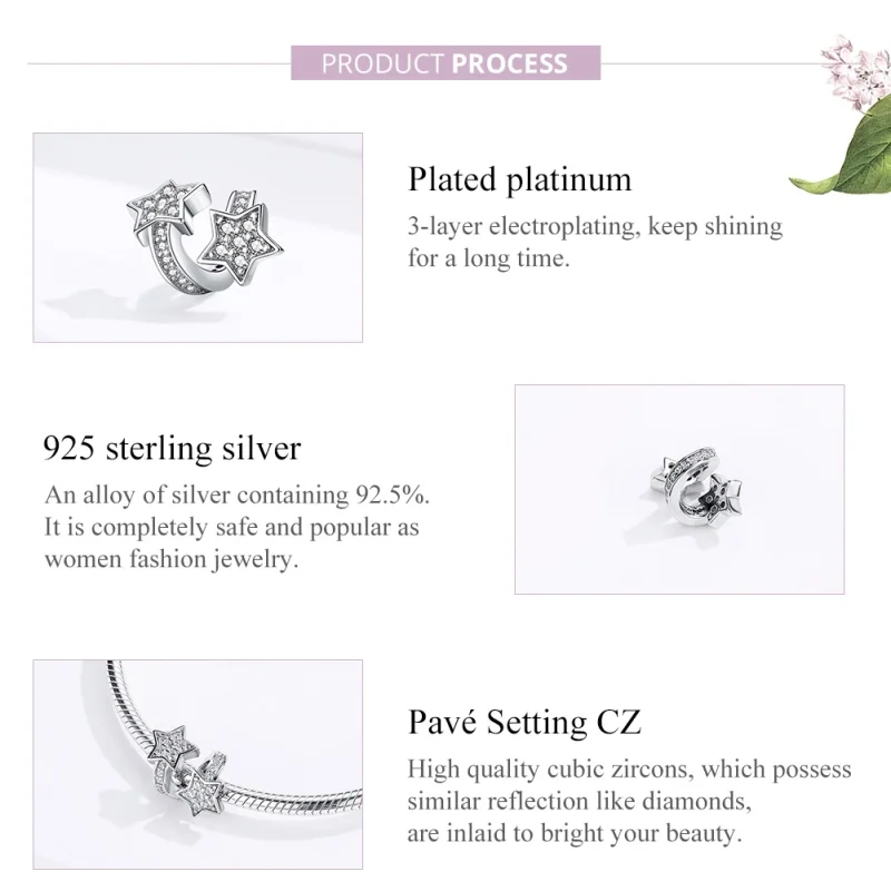 (image for) Pandora Style Silver Stars Dated Each Other Charm - SCC1244 - View 3