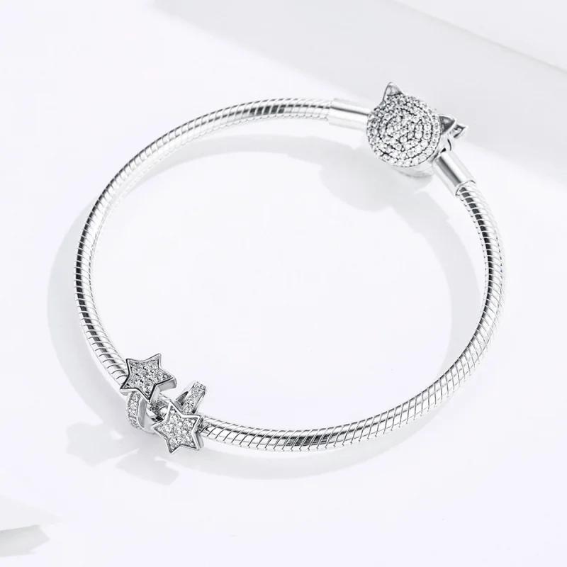 (image for) Pandora Style Silver Stars Dated Each Other Charm - SCC1244 - View 5