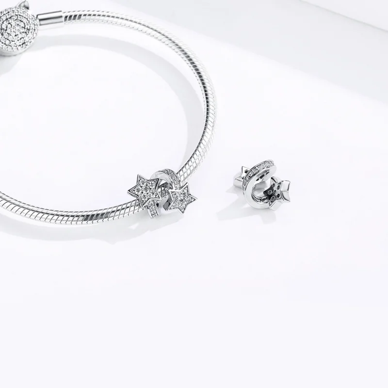 (image for) Pandora Style Silver Stars Dated Each Other Charm - SCC1244 - View 6