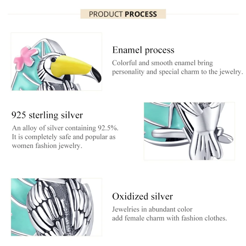 (image for) Pandora Style Silver Stork Charm - SCC1531 - View 7