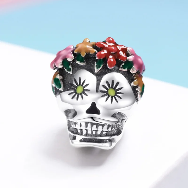 (image for) Pandora Style Silver Sugar Skull Charm - SCC888 - View 2