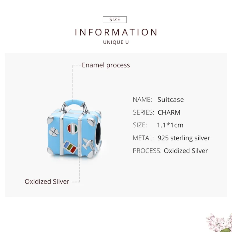 (image for) Pandora Style Silver Suitcase Charm - SCC1377 - View 7