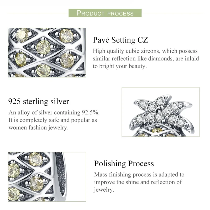 (image for) Pandora Style Silver Summer Pineapple Charm - SCC936 - View 7