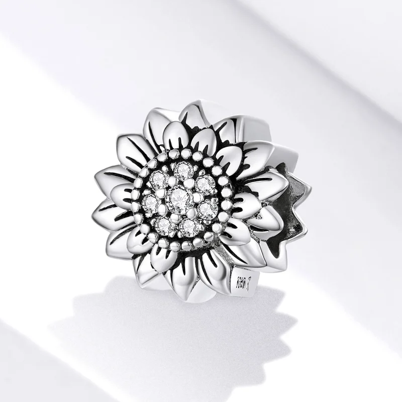 (image for) Pandora Style Silver Sunflower Charm - SCC1507 - View 2