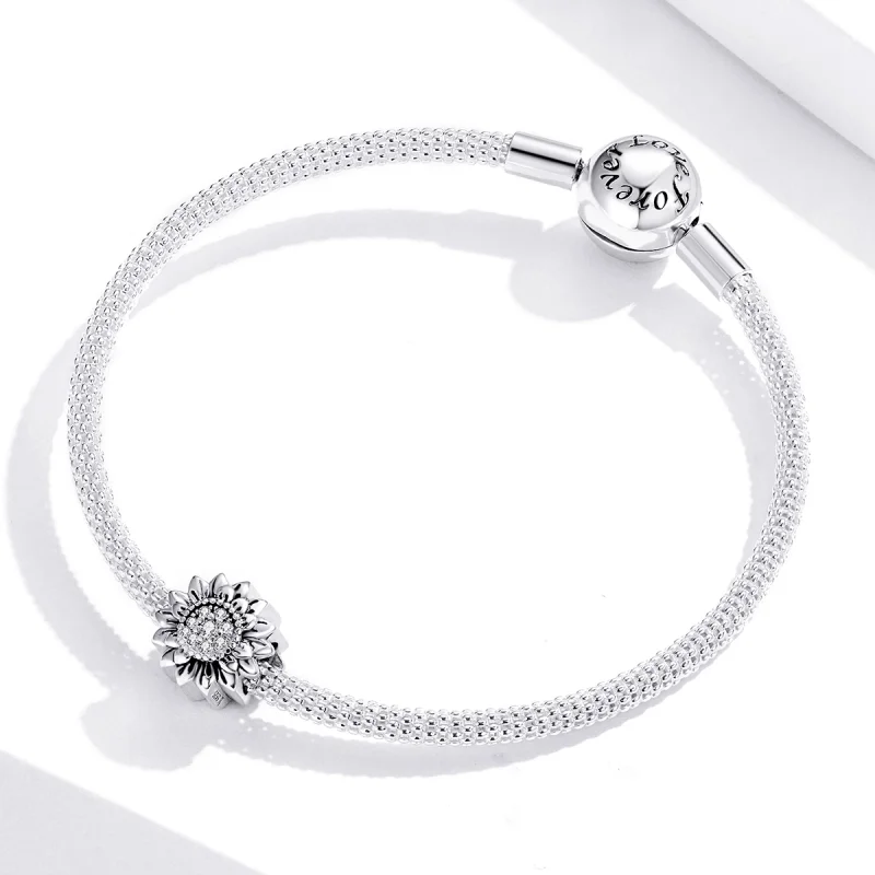 (image for) Pandora Style Silver Sunflower Charm - SCC1507 - View 3