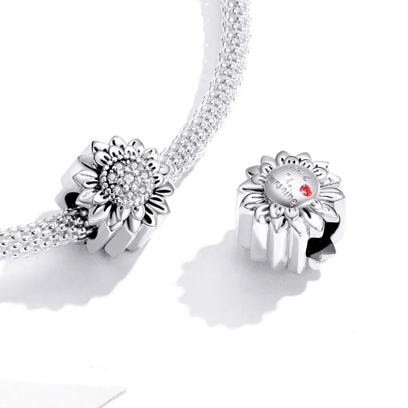 (image for) Pandora Style Silver Sunflower Charm - SCC1507 - View 4