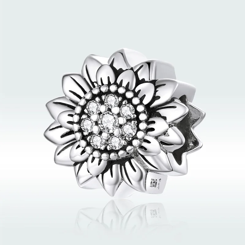 (image for) Pandora Style Silver Sunflower Charm - SCC1507 - View 5