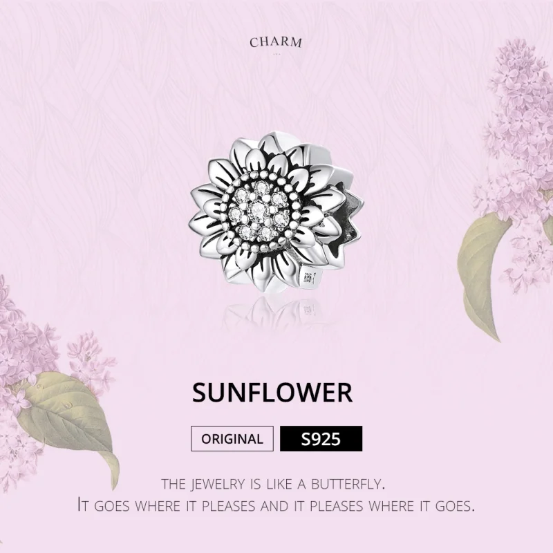 (image for) Pandora Style Silver Sunflower Charm - SCC1507 - View 6