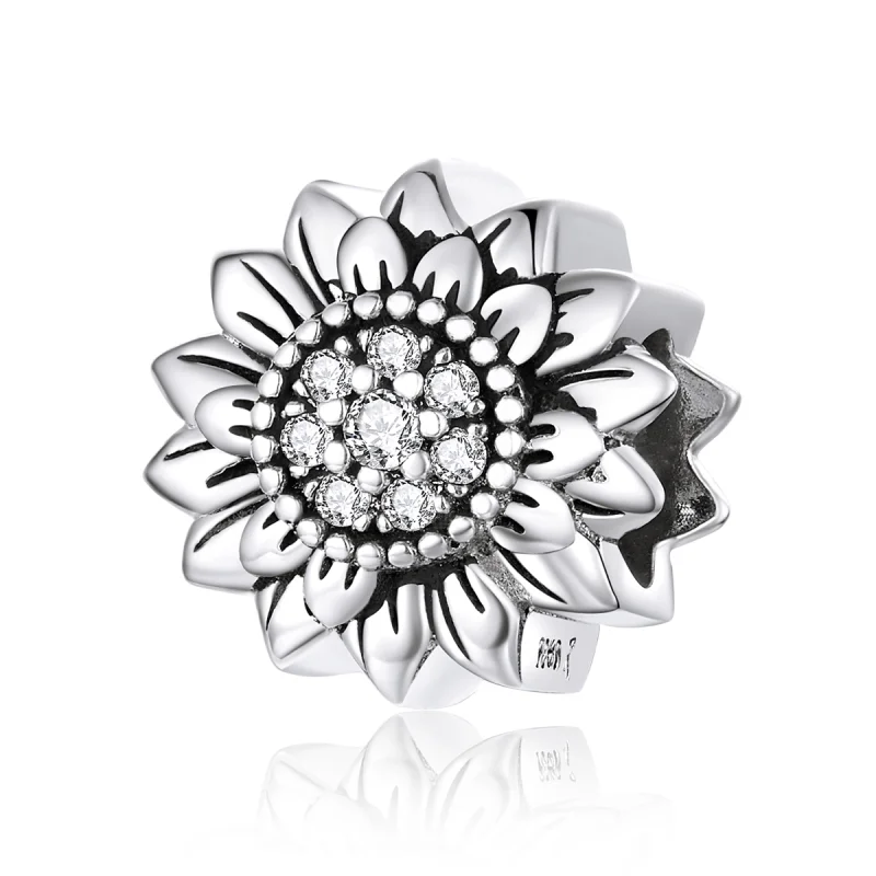 (image for) Pandora Style Silver Sunflower Charm - SCC1507 - Product Image