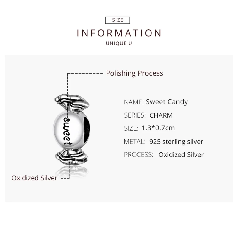(image for) Pandora Style Silver Sweet Candy Charm - BSC353 - View 8