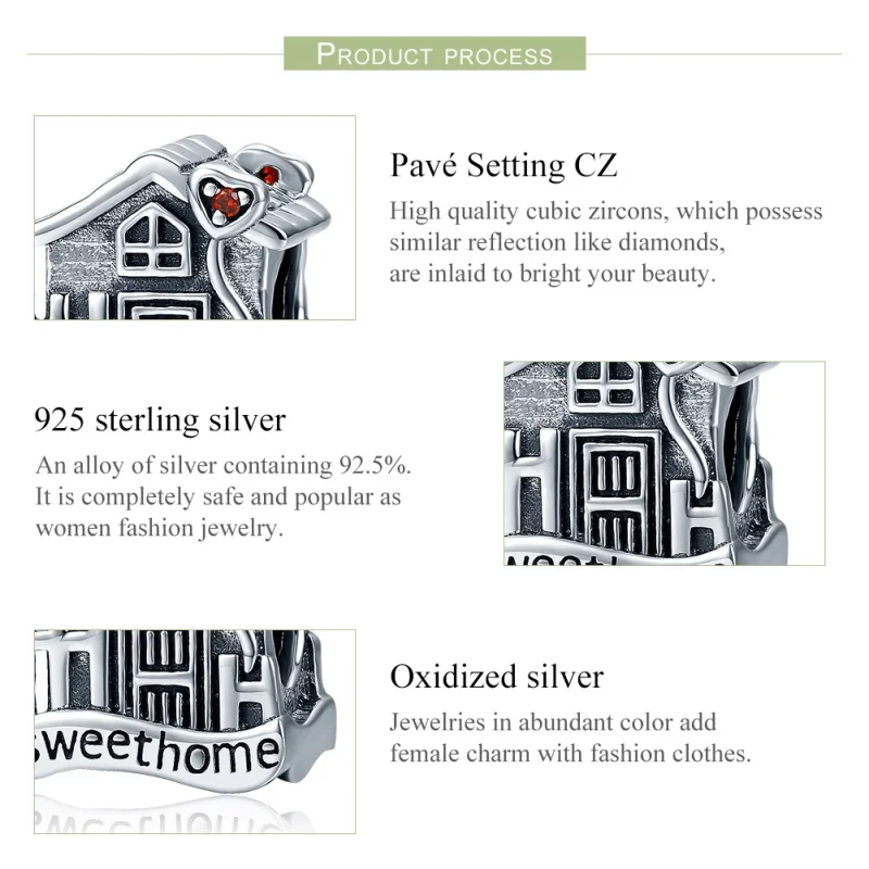 (image for) Pandora Style Silver Sweethome Charm - SCC416 - View 6