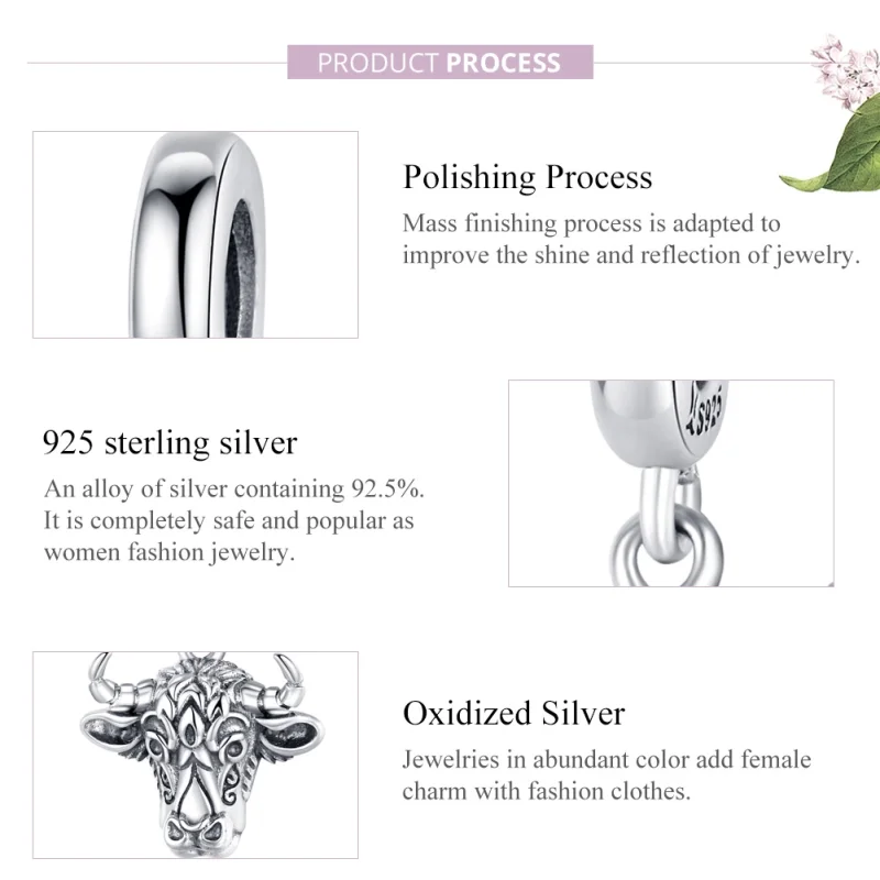 (image for) Pandora Style Silver Tauren Dangle Charm - SCC1316 - View 2