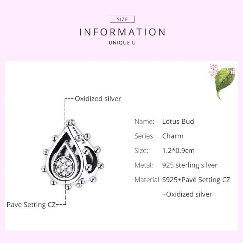 (image for) Pandora Style Silver Teardrop Charm - SCC1723 - View 7