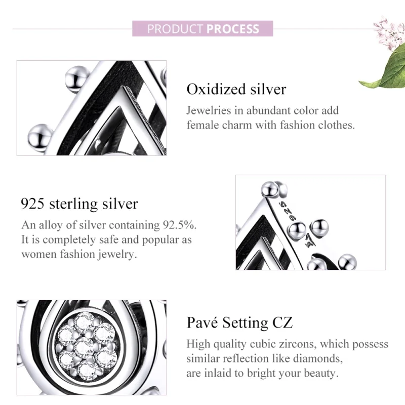(image for) Pandora Style Silver Teardrop Charm - SCC1723 - View 8