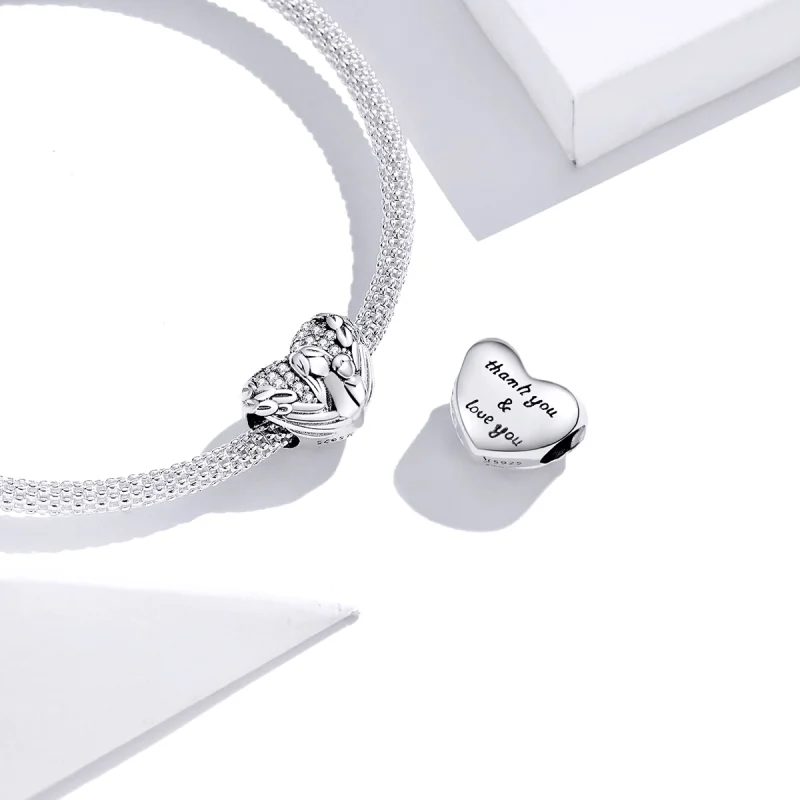 (image for) Pandora Style Silver Thank you & Love you Charm - SCC1462 - View 3