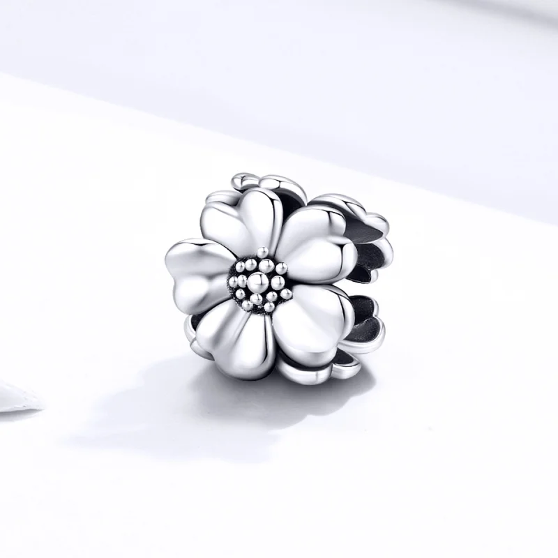 (image for) Pandora Style Silver Three Flowers Charm - SCC1486 - View 2